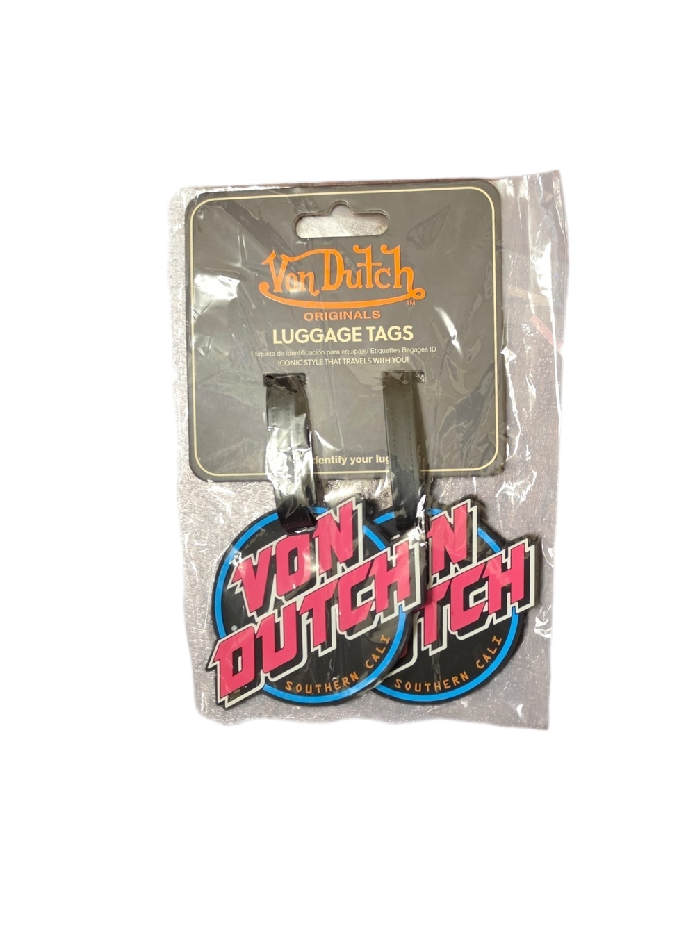 Von Dutch Blue & Pink Logo Round Luggage Tag Duo